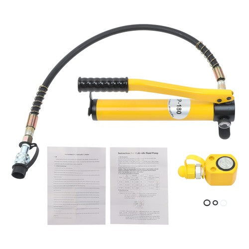 5 Ton Hydraulic Jack Power Ram Kit and CP-180 Manual Hydraulic Hand Pump