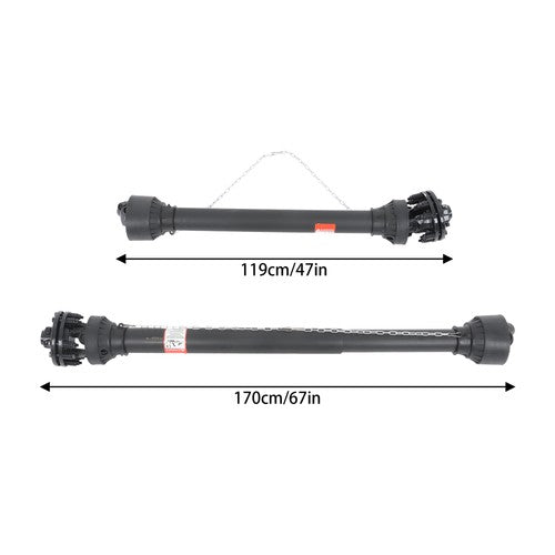 47-67" T6 PTO Shaft PTO Drive Shaft 1-3/8" x 6 Spline End w/Slip Clutch New