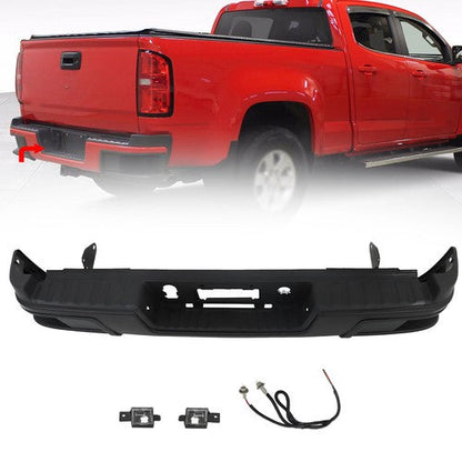 Rear Step Bumper Black For 2015-2022 Chevy Colorado Canyon W/o Sensor Holes