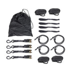 4 Pack Steel Ratchet Strap Black Fracture Strength 2200lbs 1in*15ft S Hooks