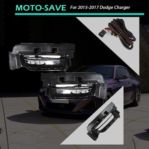 LED Fog Lamps Assembly w/ Switch+Wiring+Cover For Dodge Charger 15-17 LH+RH