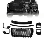Gloss Black Front Bumper Grille Plastic 7pcs Suit For 2021-23 GMC Yukon&Yukon XL