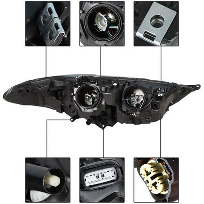 Driver Left Side Headlight Assembly W/LED DRL Chrome For Ford Fusion 2017-2019