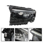 For Grand Cherokee 2021-2024 (w/o Animation & Leveling) Pair Headlamps LED Black