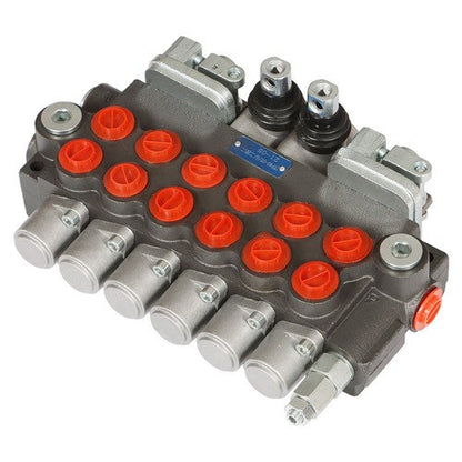 Hydraulic Backhoe Directional Control Valve w/ 4 Joysticks 6 Spool 11 GPM