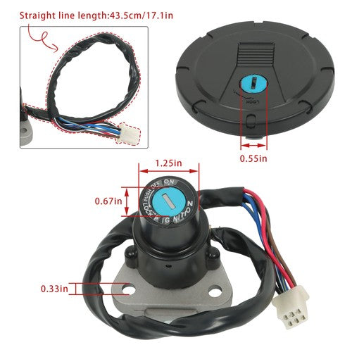 For Kawasaki KLR650 87-07 Motorcycle Fuel Tank Cap Ignition Lock New