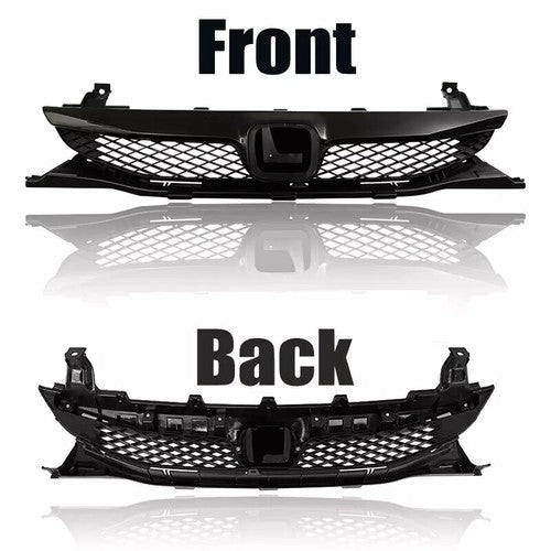 Pair Yellow Lens Fog Lights Kit & Front Bumper Grille For 09-11 Honda Civic 4Dr