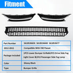 Front Bumper Lower Grille & Fog Light Bezel Cover LH+RH Fit 2012-2015 VW Passat