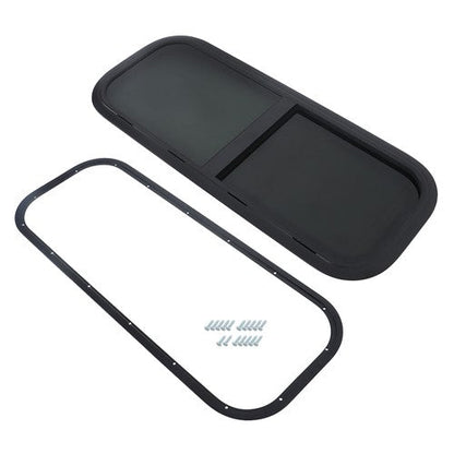 Black 36 “ Width × 15 ” Height RV Window Horizontal Sliding Window w/ Trim Ring
