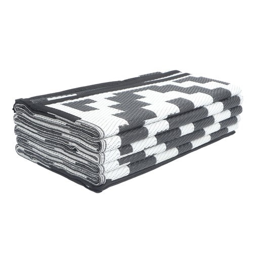 9x12 ft Waterproof Outdoor Rug Outdoor Plastic Straw Rug Carpet Black & White