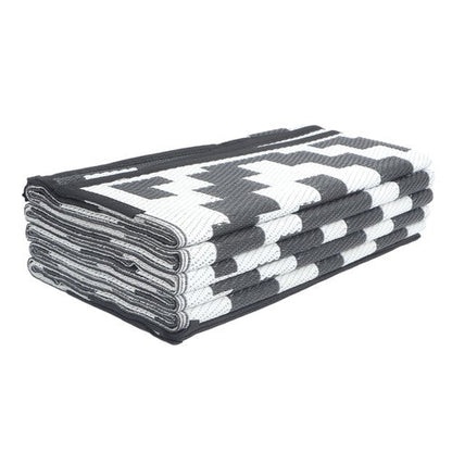 9x12 ft Waterproof Outdoor Rug Outdoor Plastic Straw Rug Carpet Black & White