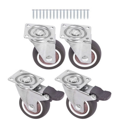 4 Piece 2 Inch Caster Wheels 360° Swivel Wheels (2 with Brake & 2 without brake)