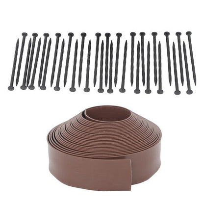 Garden Edging Kit With Anchoring Spikes Plastic No Dig Lawn Border L-shaped Lawn