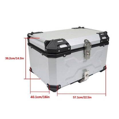 65L Top Case Tail Box Waterproof Luggage Scooter Trunk Storage Silver Motorcycle