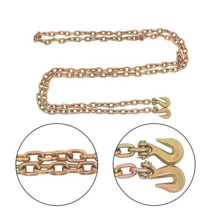 2pcs Transport Bundle Chain Steel Gold 7100lbs G80 3/8in×20ft Heavy Duty W/Hooks
