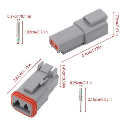 2 Pin Connector 10 Sets DT04-2P DT06-2S with Solid Contacts 14-20AWG