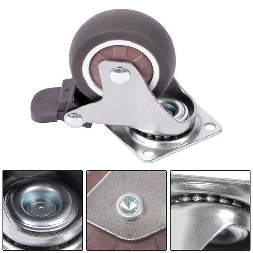 4 Piece 2 Inch Caster Wheels 360° Swivel Wheels (2 with Brake & 2 without brake)
