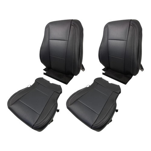 Black For Ford F150 2015-2017 Driver&Passenger Bottom And Top Seat Cover Leather
