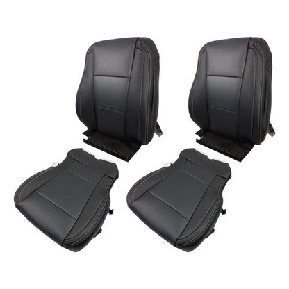Black For Ford F150 2015-2017 Driver&Passenger Bottom And Top Seat Cover Leather