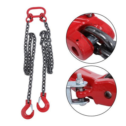 Double Legs Lifting Chain Sling 3/8"x 5' w/ Grab Hook 4Ton/8800lbs Capacity G80