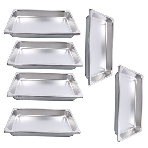 6 Pack 2.5 Inch Deep Full Size  Restaurant Steam Table Pans Without Lid