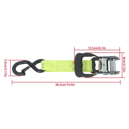 4-Pack 1.6"x8' Green Ratchet Straps Kit 5,208lb Break Strength w/ Safety S Hooks
