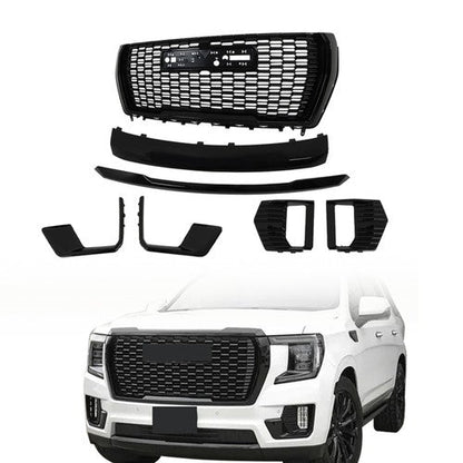 Gloss Black Front Bumper Grille Plastic 7pcs Suit For 2021-23 GMC Yukon&Yukon XL
