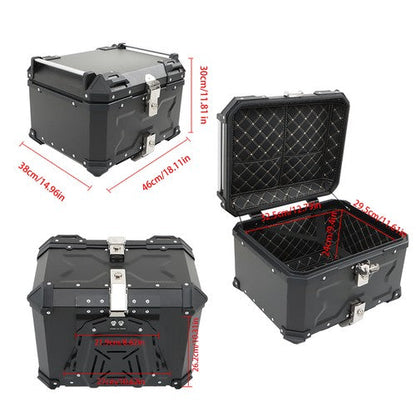 55L Motorcycle Top Case Tail Box Waterproof Luggage Scooter Trunk Storage Black