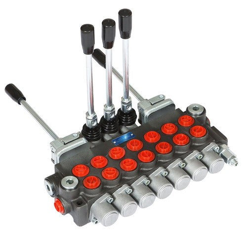 Hydraulic Backhoe Directional Control Valve w/ 2 Joysticks, 6 Spool, 11 GPM