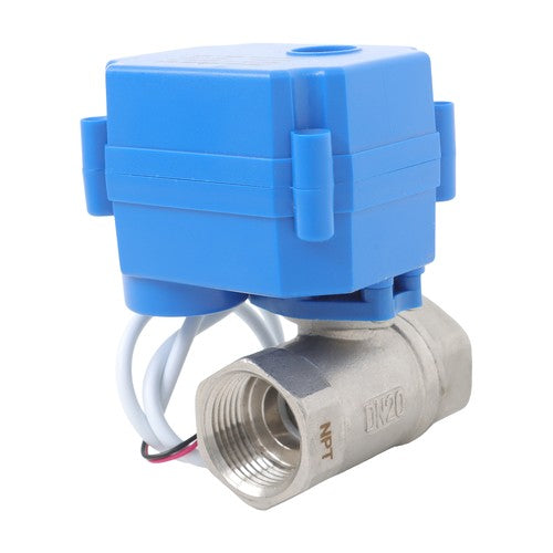 Solid Motorized Ball Valve 1in Full Port SS 9-24V AC/DC NC Auto Return