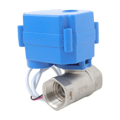 Solid Motorized Ball Valve 1in Full Port SS 9-24V AC/DC NC Auto Return