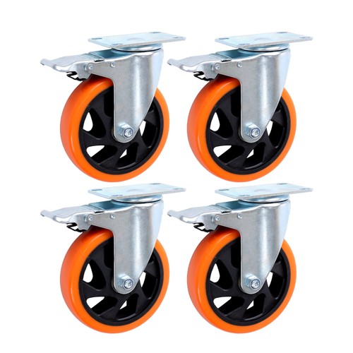 5 inch Swivel Caster Wheels with Dual Locking, Heavy Duty Castors Set of 4