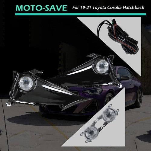 LH+RH Daytime Running Lights w/Wiring Switch For 19-21 Toyota Corolla Hatchback