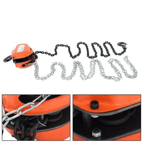 Manual Chain Hoist | 1 Ton / 2200 lbs Capacity | 2 Hooks Red | 10ft / 3m Lift