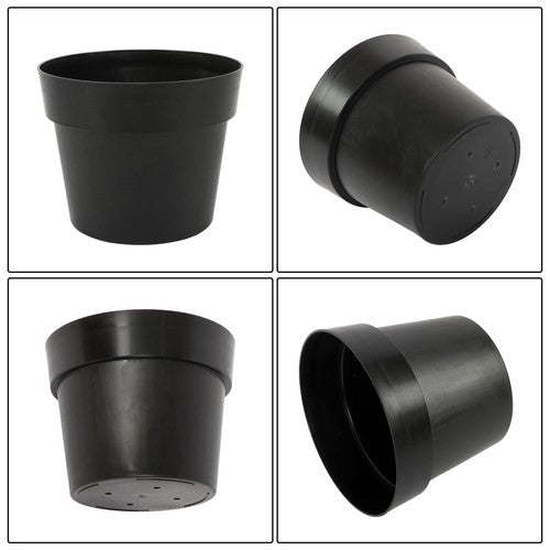 5 Pack 5 Gallon Pure Black Plastic Plant Flower Nursery Pots 30*24*24cm