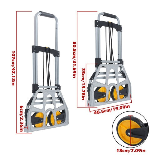 264Lb Capacity Alloy Steel Folding Trolley Heavy-Duty Luggage Trolley Cart