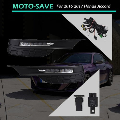 Daytime Running Lights For 16-17 Honda Accord Sedan with Bezel Switch RH+LH