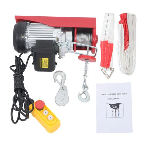 Mini Electric Hoist PA400 880lbs 14ft/4.2m Wired Remote Control Ring Axle Belt