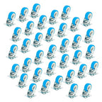 36 Pack Caster Swivel Plate On Blue Polyurethane Wheels 2" Size Wheels No Brake