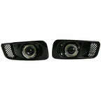 For 1999-2000 Honda Civic JDM Type R Black Grille Grill & LED Fog Lights 3PCS