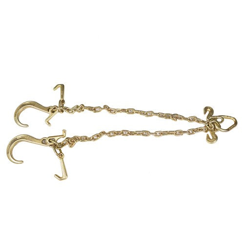 New 5/16''x3' G70 V-Chain Bridle w/8" Medium J Hooks,T- Hook&J-Hook w/Grab Hooks