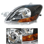 Left & Right Pair Headlights Headlamps Black Housing For Toyota Yaris 2007-2012