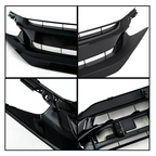 Fit 2019-21 Honda Civic Sedan Matte Mesh Front Bumper Glossy Black Grille Grill