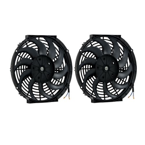 2× 12" Electric Radiator Cooling Slim Fans Push Pull Mount Black For Universal