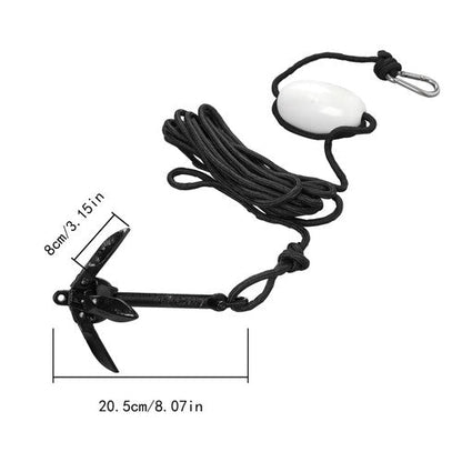 2-Pack Folding Anchor Set 0.7kg Black For Grapnel Boat Marine Kayak