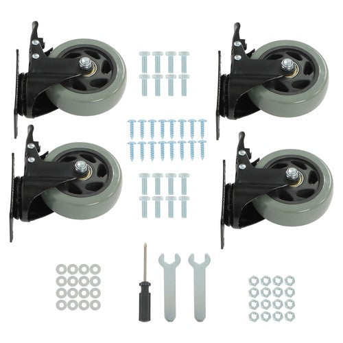 4 Pack Grey 4 Inch Swivel Caster Wheels Heavy Duty With brake