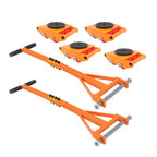 4 Pcs Machinery Skates Dolly With Handle 360�� Rotation 6T/13200Lbs Heavy Duty