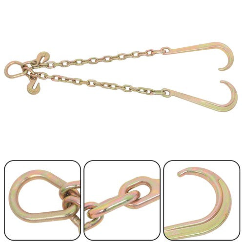 3/8in*2ft G80 Chain Double Limb Hook Chain Working Load 7100lbs 15IN J Hooks