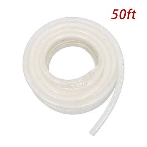 High Pressure Water Hose 50FT Braided Clear PVC Vinyl Tubing 1/2" ID 3/4" OD