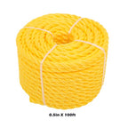1/2in x 100 Feet 3 Stranded Orange Yellow Polypropylene Braided Rope